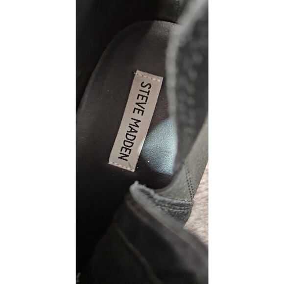 Steve Madden Shoes Womens 11 M Leather Platform Shane Sneakers Black Suede - Picture 4 of 5